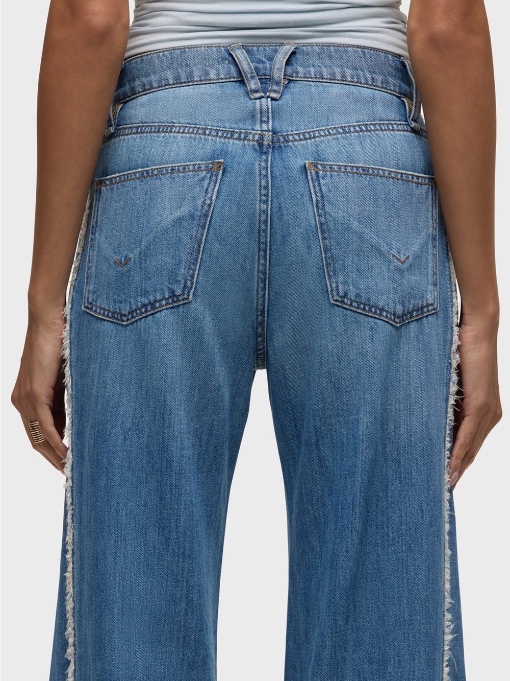 Hudson Jodie Loose Fit Wide Leg Denim Jean With Frayed Seams Unravel Size 29 8 - Picture 11 of 12